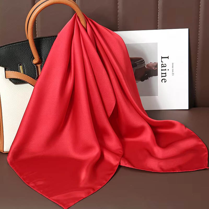 Luxury Bags For Women - Syal Segi Empat Sutra Warna Solid