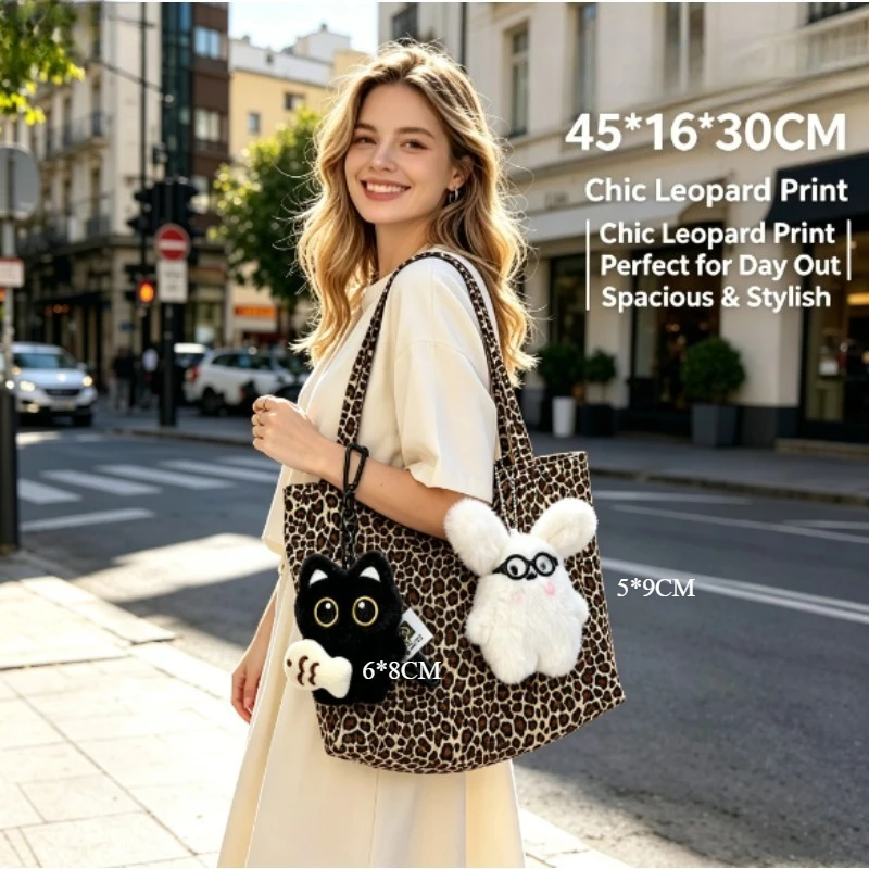 Tas Tote Kanvas Motif Leopard  - Quiet Luxury Bags Tote ulasan dan harga