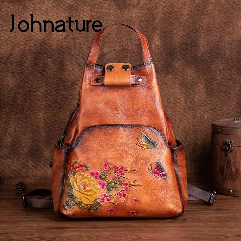 Johnature Tas Bahu Kulit Asli  - Genuine Leather Backpack ulasan dan harga